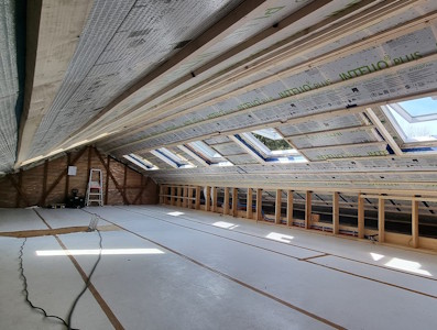 Aménagement d'un grenier à Gembloux - Fin de l'étanchéité à l'air