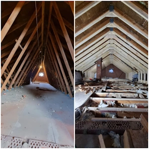 Transformation de charpente préfabriquée en W - avant/apres renforcement